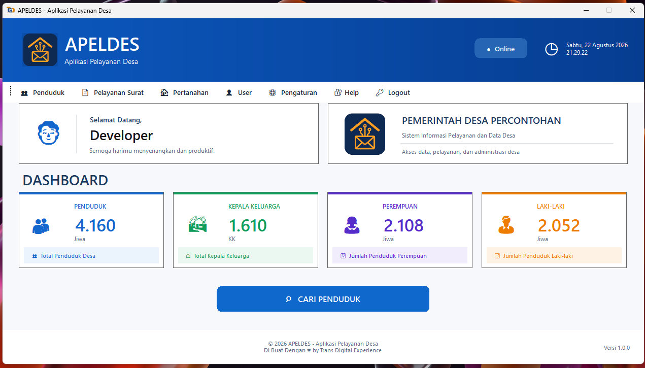 Screenshot Dashboard APELDES